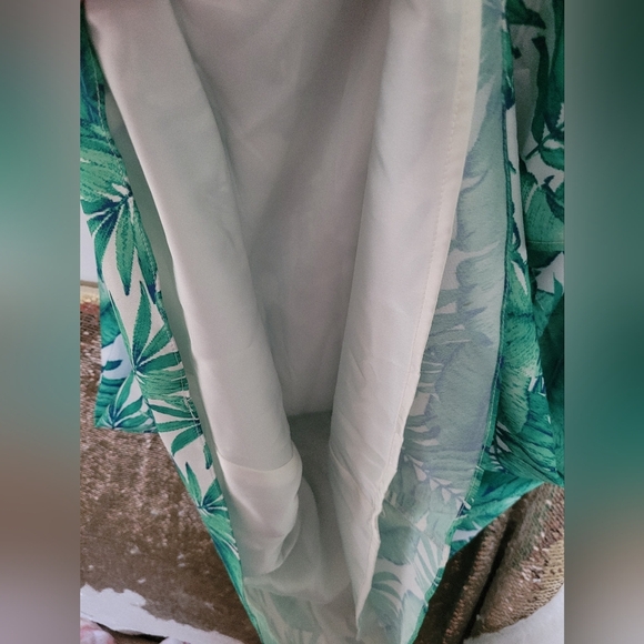 Gianni Bini Bright Green Ivory One Shoulder Pam The Breeze Dress Size Large - Picture 8 of 12